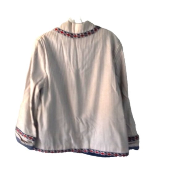 Max Studio London Natalie Jacket Women’s Size L Blue Red Cream Embroidered Dots - Picture 4 of 16